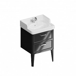 PO.N.60.2/BLK Тумба Pompei/Помпеи напольная с 2 ящиками 60, черная глянцевая купить в интернет магазине Artisan.ru