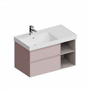 CUB.90Lh/MAL Тумба Cubo/Кубо левая подвесная с ящиками 90, мальва матовая-древесная купить в интернет магазине Artisan.ru