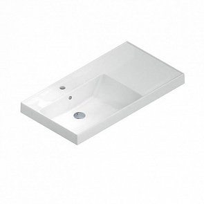 CU.wb.90Lh Раковина Cubo/Кубо левая подвесная/мебельная 90, белая глянцевая купить в интернет магазине Artisan.ru